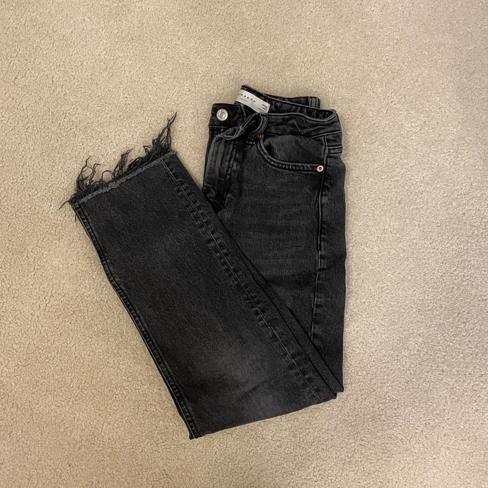 Topshop Gray Straight Cutoff Jeans 25W 32L